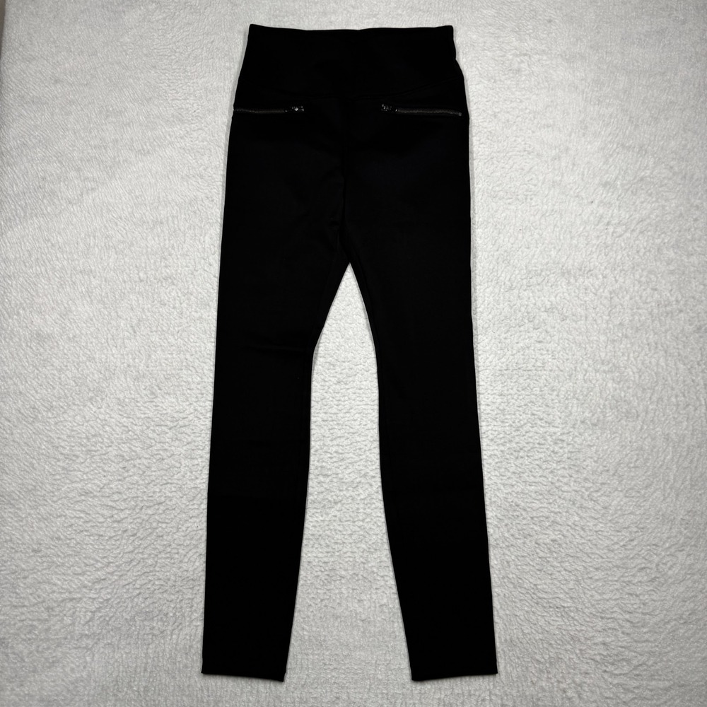 WHBM Scuba Zipper Runway Leggings Skinny Ankle Black Women's Size 8 Long